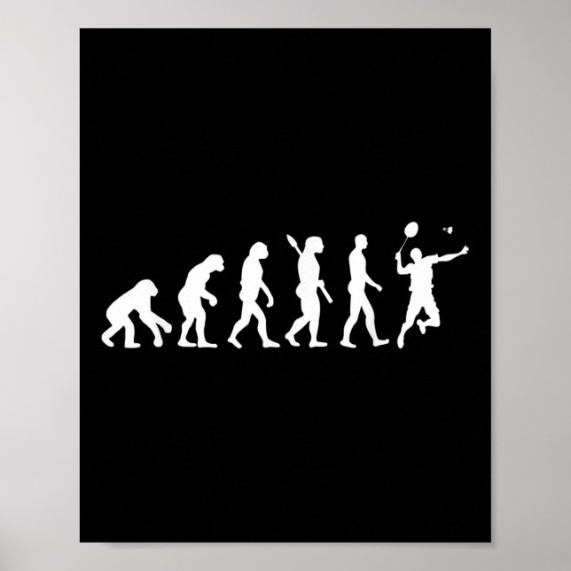 Badminton Evolution Jersey T-Shirt Funny Rackets B Poster (Vorne)