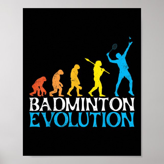 Badminton Evolution Monkey Badminton Player Badmin Poster (Vorne)