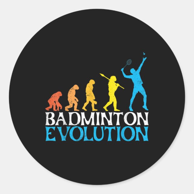 Badminton Evolution Monkey Badminton Player Badmin Runder Aufkleber (Vorderseite)