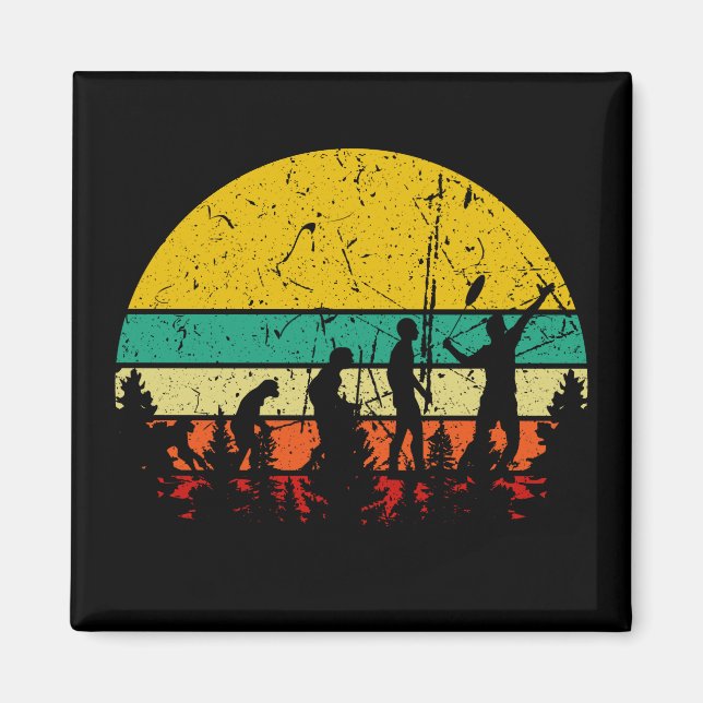 Badminton Evolution Retro Badminton Player Magnet (Vorne)