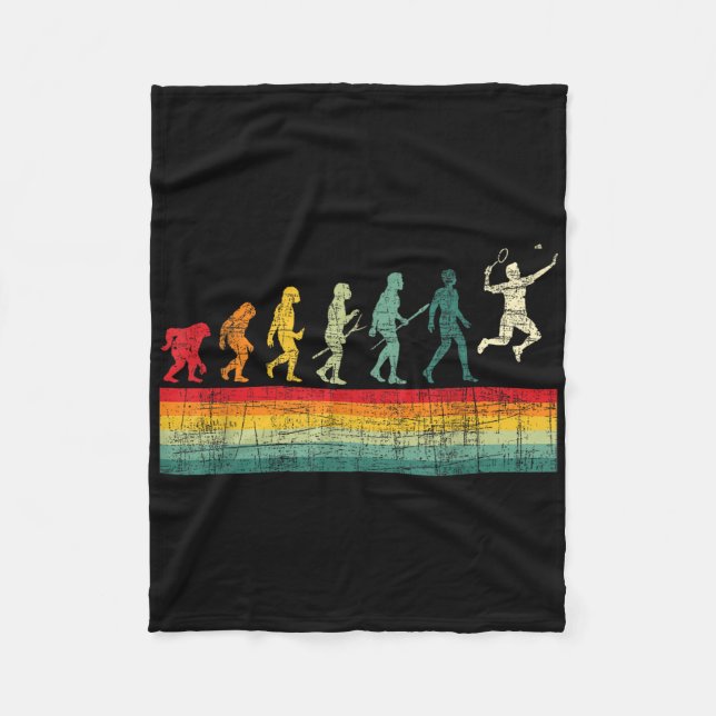 Badminton Evolution - Retro Sports Lover Shuttle Fleecedecke (Vorderseite)