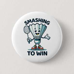 Badminton Forever Cartoon Shuttle und Racket Graph Button