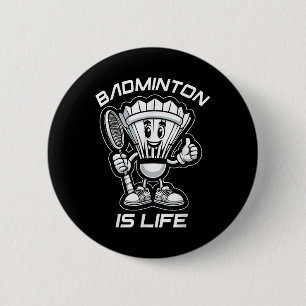 Badminton Forever Cartoon Shuttle und Racket Graph Button