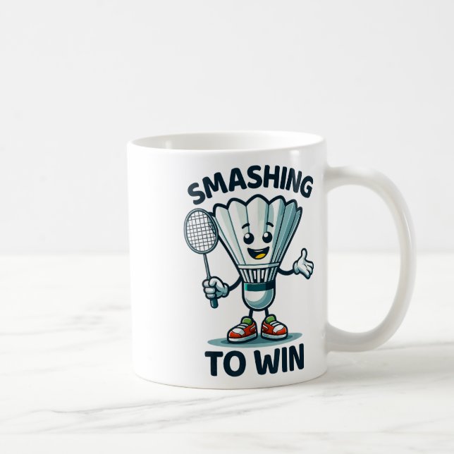 Badminton Forever Cartoon Shuttle und Racket Graph Kaffeetasse (Rechts)