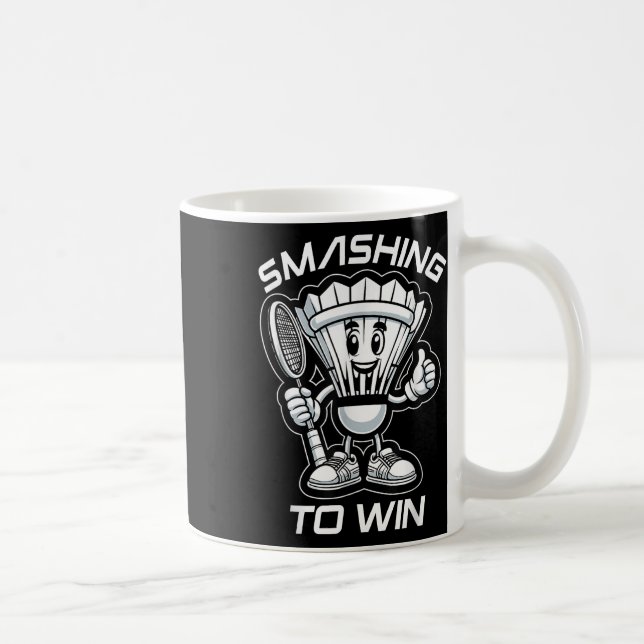 Badminton Forever Cartoon Shuttle und Racket Graph Kaffeetasse (Rechts)