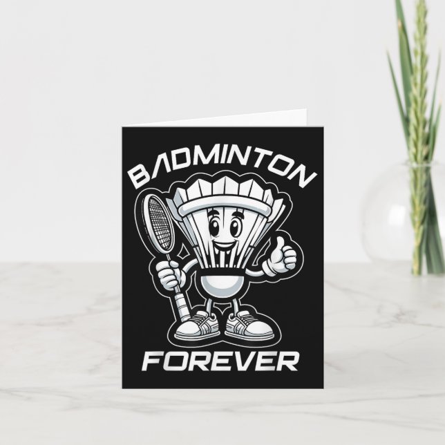 Badminton Forever Cartoon Shuttle und Racket Graph Karte (Vorderseite)