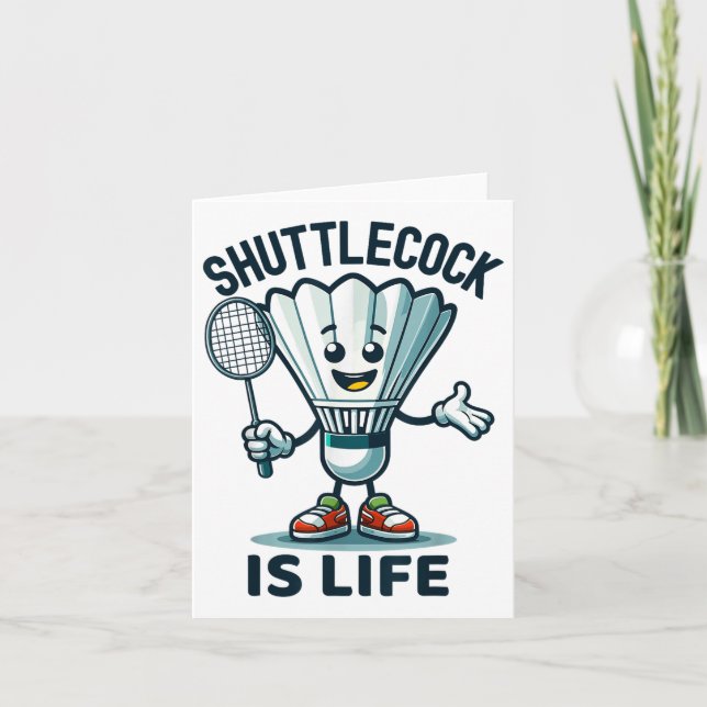Badminton Forever Cartoon Shuttle und Racket Graph Karte (Vorderseite)