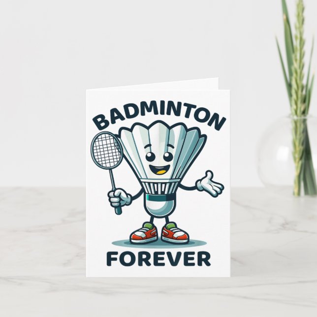 Badminton Forever Cartoon Shuttle und Racket Graph Karte (Vorderseite)