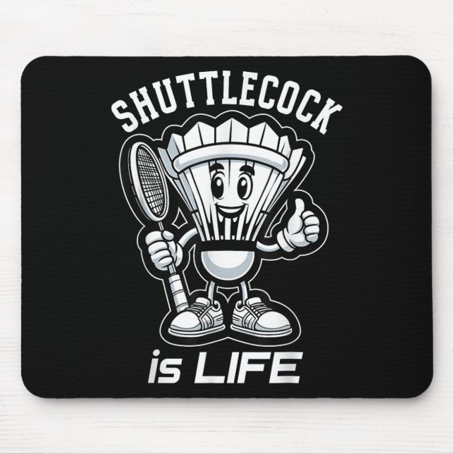 Badminton Forever Cartoon Shuttle und Racket Graph Mousepad (Vorne)