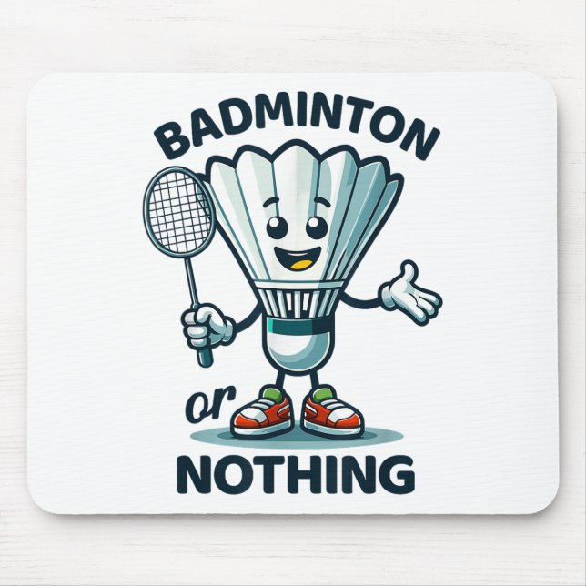 Badminton Forever Cartoon Shuttle und Racket Graph Mousepad (Vorne)