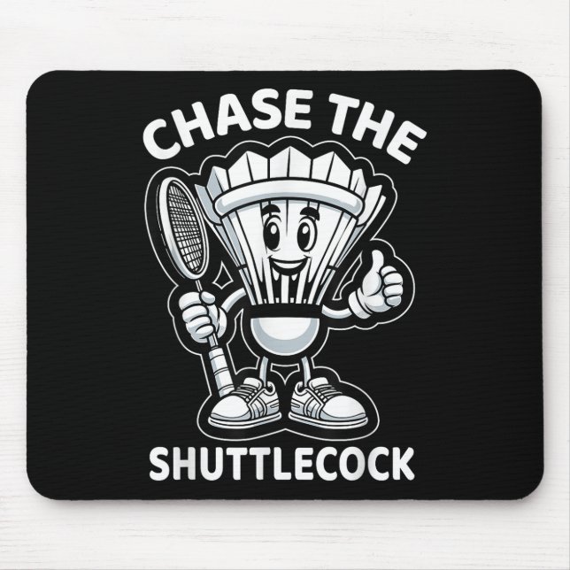 Badminton Forever Cartoon Shuttle und Racket Graph Mousepad (Vorne)