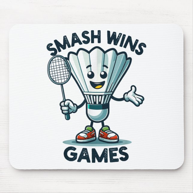 Badminton Forever Cartoon Shuttle und Racket Graph Mousepad (Vorne)