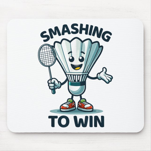 Badminton Forever Cartoon Shuttle und Racket Graph Mousepad (Vorne)