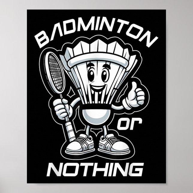 Badminton Forever Cartoon Shuttle und Racket Graph Poster (Vorne)
