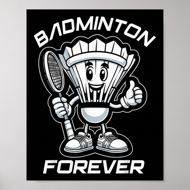Badminton Forever Cartoon Shuttle und Racket Graph Poster (Vorne)