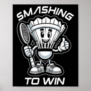 Badminton Forever Cartoon Shuttle und Racket Graph Poster