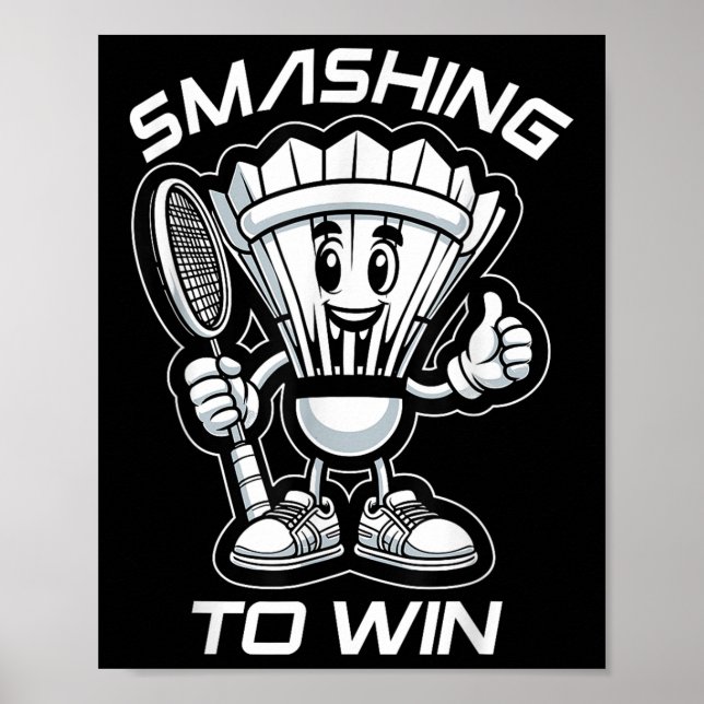 Badminton Forever Cartoon Shuttle und Racket Graph Poster (Vorne)
