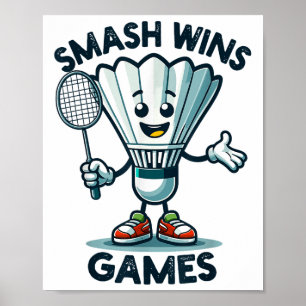 Badminton Forever Cartoon Shuttle und Racket Graph Poster