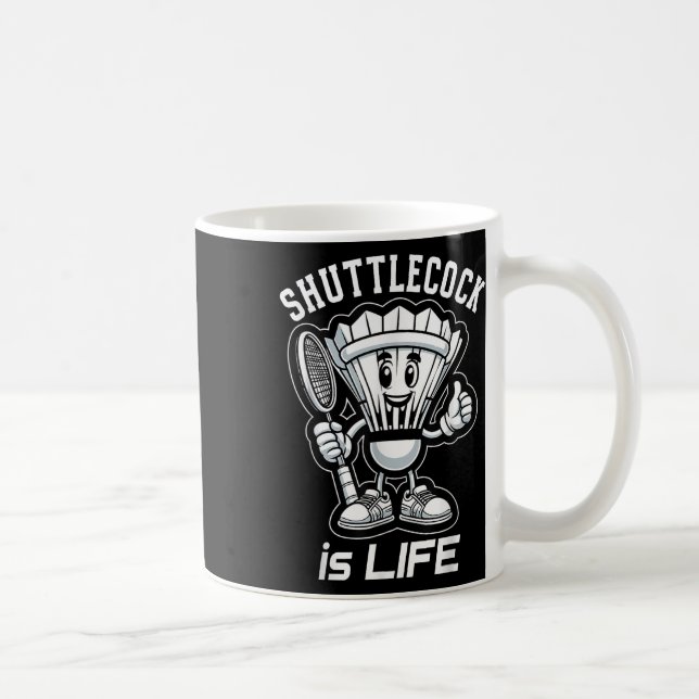 Badminton Forever Cartoon-Shuttle und Schläger Gra Kaffeetasse (Rechts)