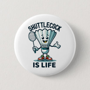 Badminton Forever Cartoon-Shuttlecock und Schläger Button