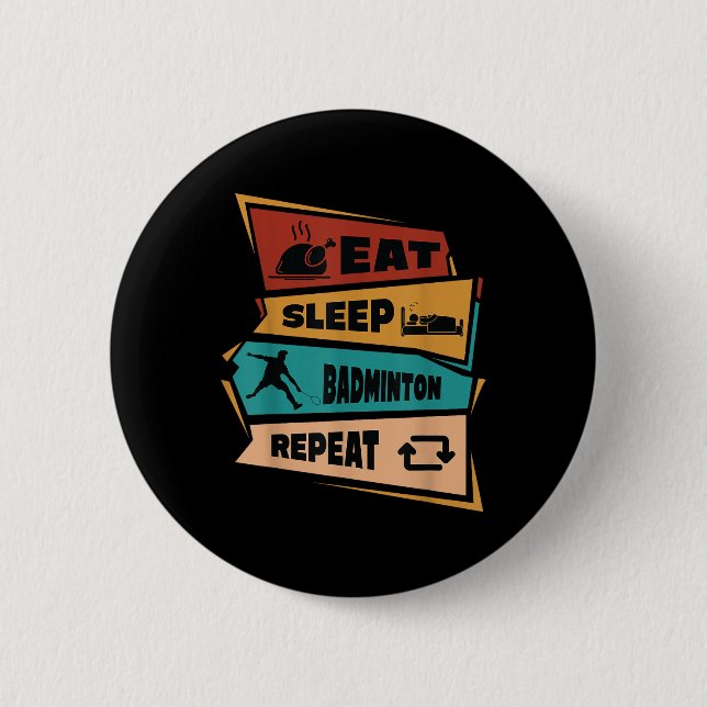 Badminton Game Repeat Shuttle Retro Badminton Play Button (Vorderseite)