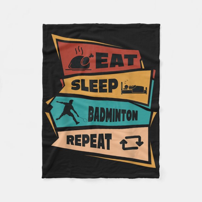 Badminton Game Repeat Shuttle Retro Badminton Play Fleecedecke (Vorderseite)