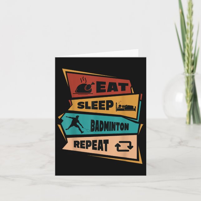 Badminton Game Repeat Shuttle Retro Badminton Play Karte (Vorderseite)