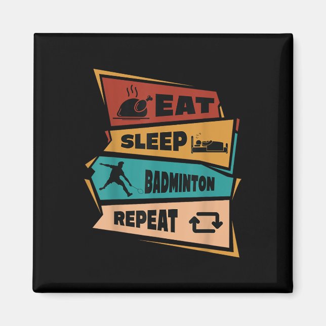 Badminton Game Repeat Shuttle Retro Badminton Play Magnet (Vorne)