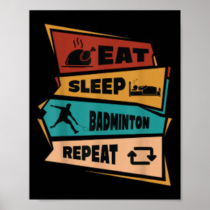 Badminton Game Repeat Shuttle Retro Badminton Play Poster