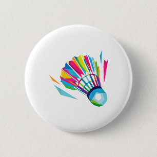 Badminton Game Shuttle Sport Badminton Pop Art Button