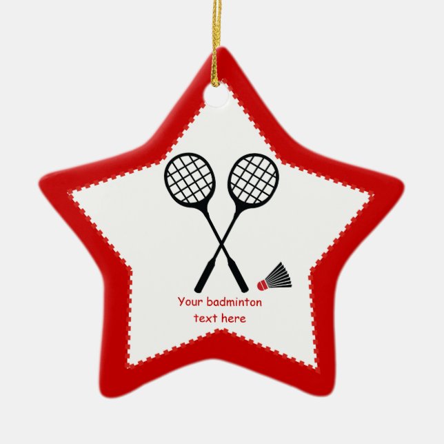 Badminton-Geschenke, Schläger und Shuttlecck-Brauc Keramik Ornament (Vorne)