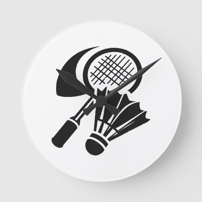 Badminton-Geschenkideen Runde Wanduhr (Vorderseite)