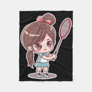 Badminton Girl Comic Style Shuttlespiel für Mädche Fleecedecke