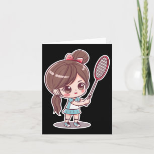 Badminton Girl Comic Style Shuttlespiel für Mädche Karte