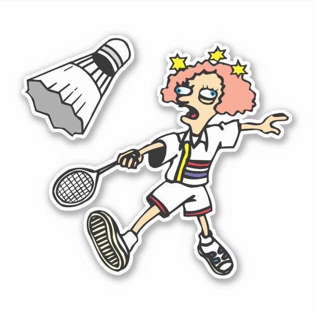 Badminton Girl Custom-Cut Vinyl Sticker (Vorderseite)