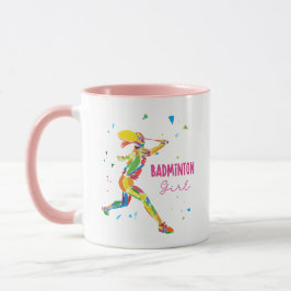 Badminton Girl Vibrant Abstract Player Graphic Tasse