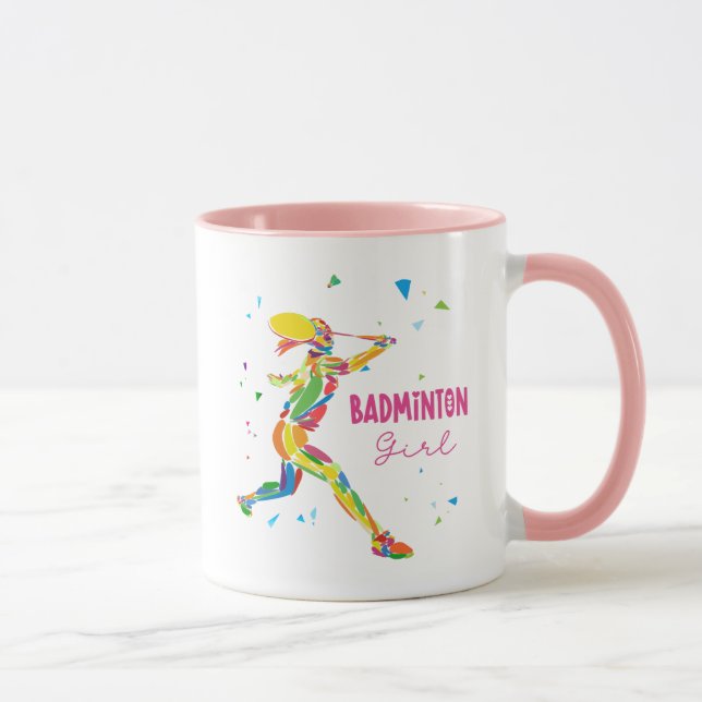 Badminton Girl Vibrant Abstract Player Graphic Tasse (Rechts)