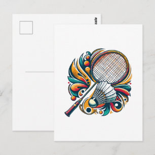 Badminton-Grafik Postkarte