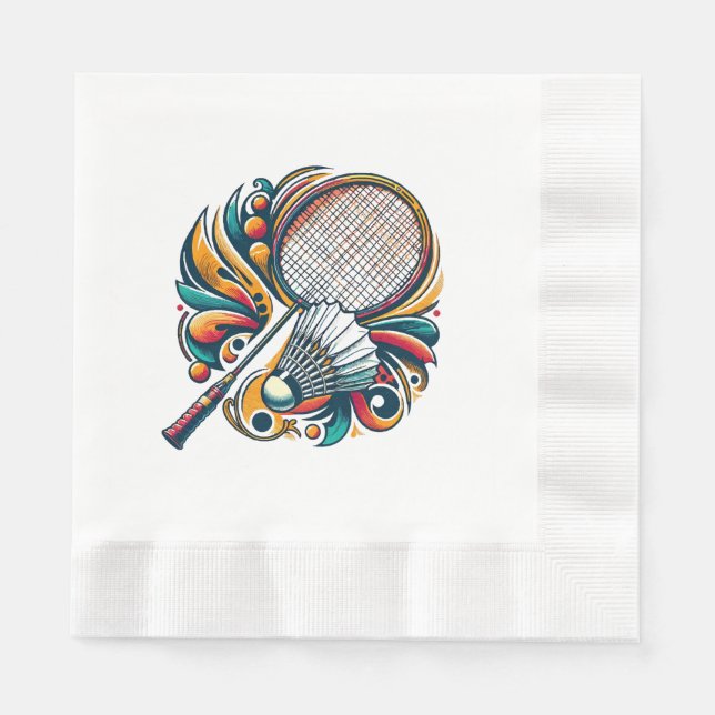 Badminton-Grafik Serviette (Vorderseite)