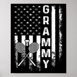 Badminton Grammy Amerikanische Flagge Vintage Weih Poster