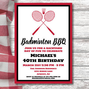 Badminton GRILLEN Party Sports Geburtstag Einladung