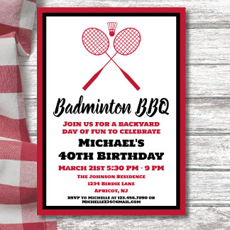 Badminton GRILLEN Party Sports Geburtstag Einladung