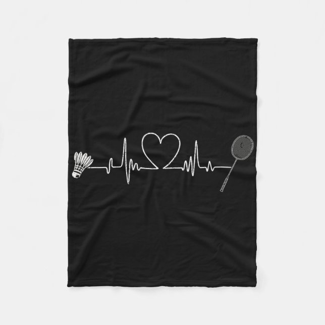 Badminton Heartbeat Funny Badminton Fleecedecke (Vorderseite)