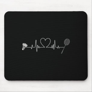Badminton Heartbeat Funny Badminton Mousepad