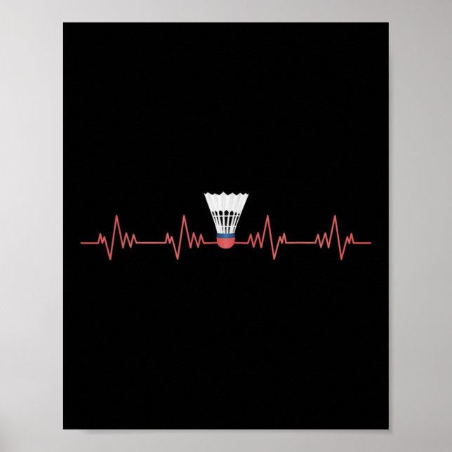 Badminton Heartbeat mit Shuttle für Badminton Poster (Vorne)