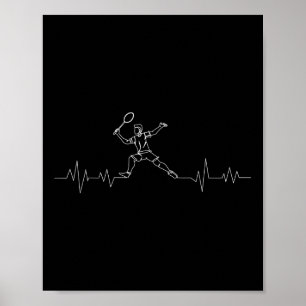 Badminton Heartbeat Shuttle Boys Kids Youth Men Poster