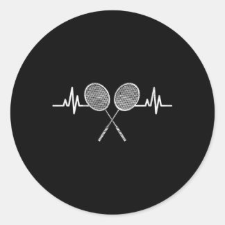 Badminton Heartbeat Sportbegeisterte Sporty Boys Runder Aufkleber