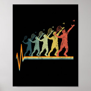 Badminton Heartbeat Vintages Retro-Geschenk Poster
