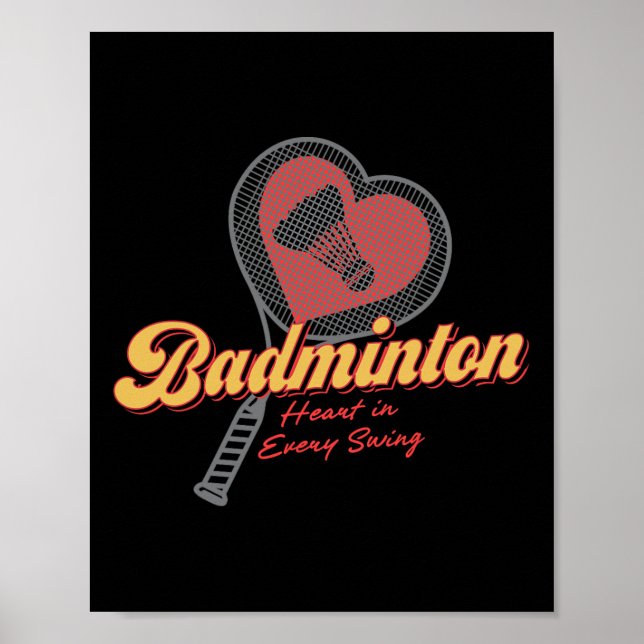 Badminton Herz in jedem Swing-Design Poster (Vorne)