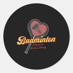 Badminton Herz in jedem Swing-Design Runder Aufkleber